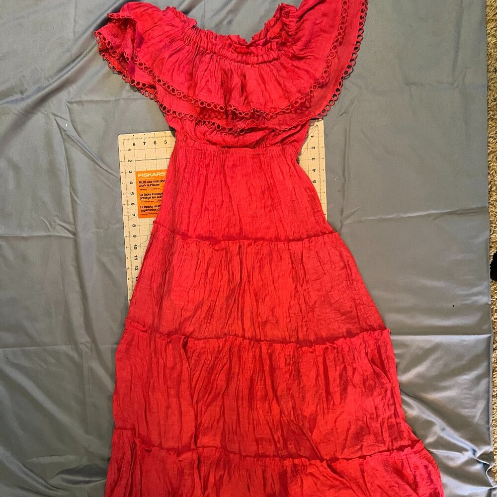 Hot Pink Long Ruffle Dress